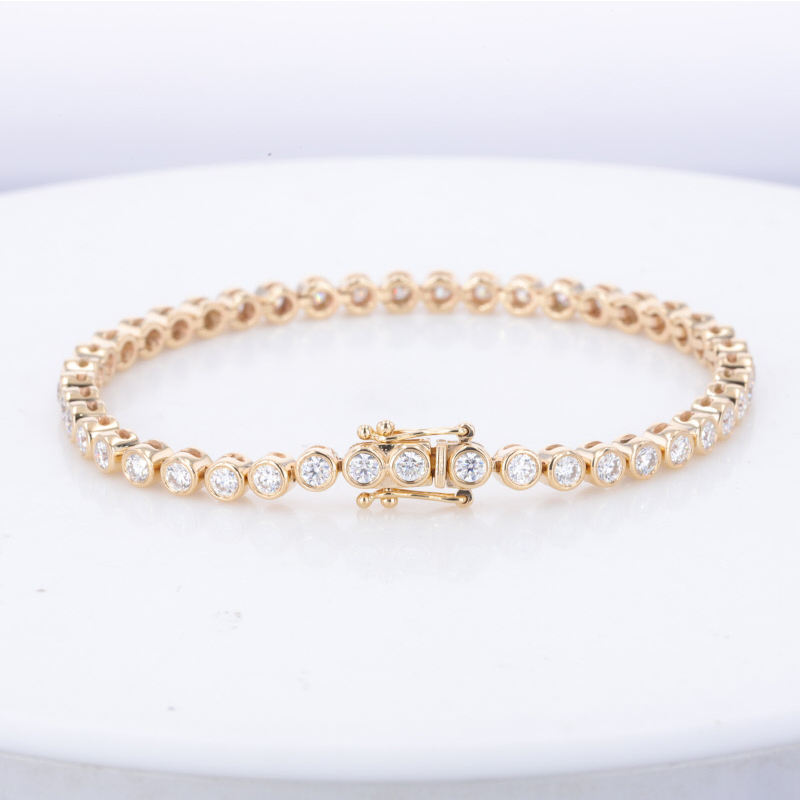 مجموعة الحافة 10K 14K الذهب 2.5mm مويسانيتي سلسلة سوار التنس