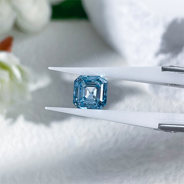 اللون الأزرق الفاخر Asscher Cut CVD Lab Grown Diamond مع IGI