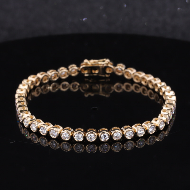 مجموعة الحافة 10K 14K الذهب 2.5mm مويسانيتي سلسلة سوار التنس
