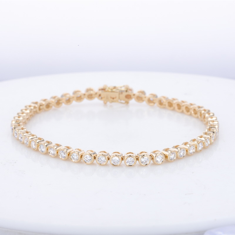 مجموعة الحافة 10K 14K الذهب 2.5mm مويسانيتي سلسلة سوار التنس
